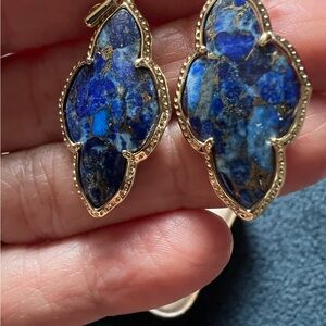 Kendra Scott Gold-bronze veined lapis Abbie earrings (smaller size)